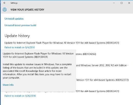 Microsoft updates failed to install